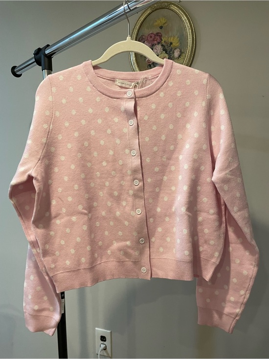 Altar'd State Sweaters - Polka Dot Crewneck Cardigan - Pink